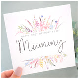 Happy Birthday Mummy Card. Rainbow Colour Spring Flowers