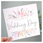 On Your Wedding Day Greeting Card. Rainbow Colour Spring Flowers