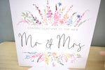 Mr & Mrs Wedding Day Greeting Card. Rainbow Colour Spring Flowers