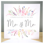 Mr & Mr Wedding Day Civil Ceremony Greeting Card. Rainbow Colour Spring Flowers