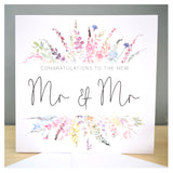 Mr & Mr Wedding Day Civil Ceremony Greeting Card. Rainbow Colour Spring Flowers