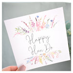 Happy Hen Do Greeting Card. Rainbow Colour Spring Flowers