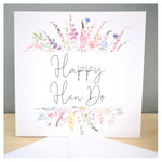 Happy Hen Do Greeting Card. Rainbow Colour Spring Flowers