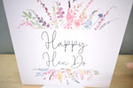 Happy Hen Do Greeting Card. Rainbow Colour Spring Flowers