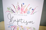 On Your Baptism Greeting Card. Rainbow Colour Spring Flowers