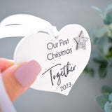 Our First Christmas Together 2023 White Wood Heart Decoration