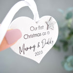 First Christmas as a Mummy & Daddy 2023 White Wood Heart Decoration