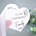 Our First Christmas as a Family 2023 White Wood Heart Decoration