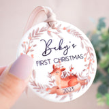 Baby's First Christmas 2023. Deer Wreath Hanging Decoration