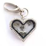 In Memory of Mum Diamonte Heart Locket Keyring