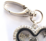 In Memory of Mum Diamonte Heart Locket Keyring