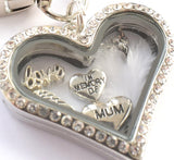 In Memory of Mum Diamonte Heart Locket Keyring