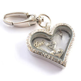 In Memory of Mum Diamonte Heart Locket Keyring