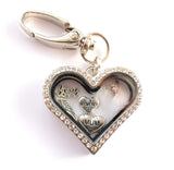 In Memory of Mum Diamonte Heart Locket Keyring