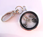 In Memory of Pet Round Locket Keyring. Cat Dog Rabbit Loss