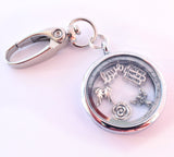 Memorial Round Locket Keyring. Sympathy Charm Locket.