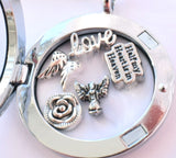 Memorial Round Locket Keyring. Sympathy Charm Locket.