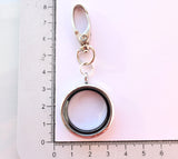 Memorial Round Locket Keyring. Sympathy Charm Locket.