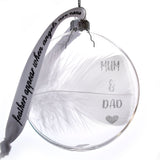 In Memory Feather Name Bauble. Baby, Pet