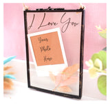 I Love You Photograph Floating Frame Pink Bunny Tail Dried Flowers