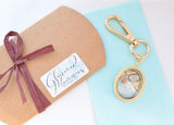 Wedding Day Wife Gold Oval Floating Locket Keyring for Couple. Enagagement