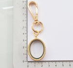 You & Me Gold Oval Floating Locket Keyring for Couple. Wedding Enagagement