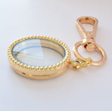 You & Me Gold Oval Floating Locket Keyring for Couple. Wedding Enagagement