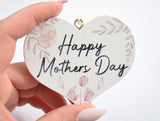 Happy Mothers Day Wooden Hanging Heart Decoration