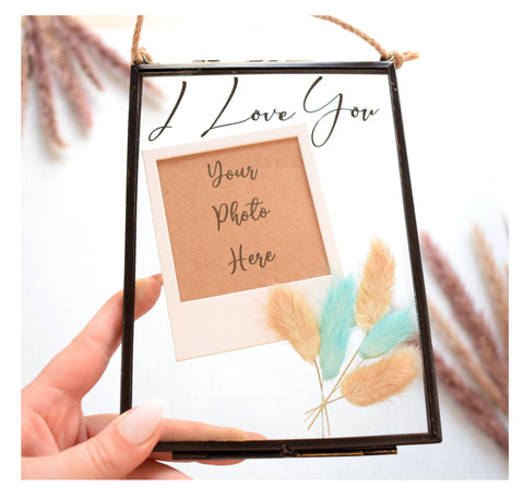 I Love You Bunny Tail Dried Flower Photograph Floating Frame