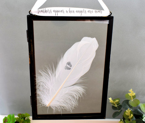 Baby Feet Real Feather Floating Frame