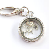 In Memory of Dad Round Diamonte Locket Keyring