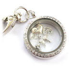 In Memory of Dad Round Diamonte Locket Keyring