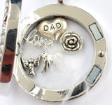 In Memory of Dad Round Diamonte Locket Keyring