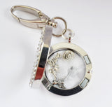 In Memory of Pet. Dog / Cat Paw Round Diamonte Locket Keyring