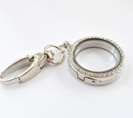 In Memory of Pet. Dog / Cat Paw Round Diamonte Locket Keyring