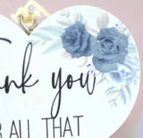 Thank You For All That You Do Blue Floral Wooden Hanging Heart Decoration