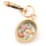 Thank You Teacher. Gold Oval Floating Locket Keyring