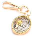 You & Me Gold Oval Floating Locket Keyring for Couple. Wedding Enagagement