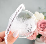 Personalised Feather Round Memorial Bauble