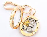 You & Me Gold Oval Floating Locket Keyring for Couple. Wedding Enagagement