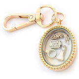 Wedding Day Wife Gold Oval Floating Locket Keyring for Couple. Enagagement