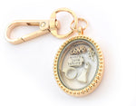 Wedding Day Wife Gold Oval Floating Locket Keyring for Couple. Enagagement