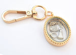 Wedding Day Wife Gold Oval Floating Locket Keyring for Couple. Enagagement