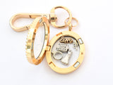 Wedding Day Wife Gold Oval Floating Locket Keyring for Couple. Enagagement