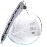 Personalised White Feather Glass Round Bauble