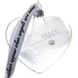 Any Name / Date White Feather Memorial Heart Bauble