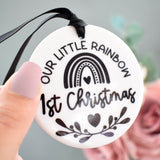 Our Little Rainbow 1st Christmas . Monochrome Hanging Decoration