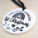 Our Little Rainbow 1st Christmas . Monochrome Hanging Decoration