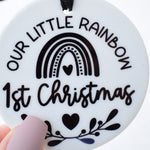 Our Little Rainbow 1st Christmas . Monochrome Hanging Decoration