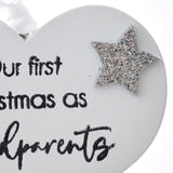 Our First Christmas as Grandparents 2023 White Wood Heart Decoration